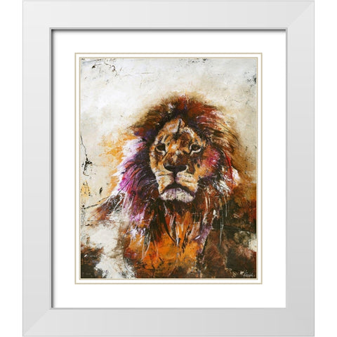 Tiger Vision White Modern Wood Framed Art Print with Double Matting by Design Fabrikken