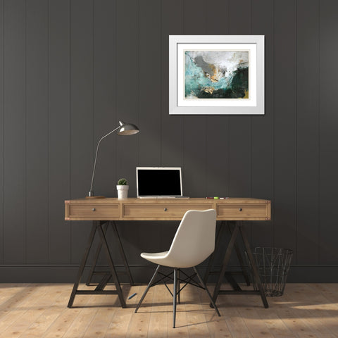 Arctic Green White Modern Wood Framed Art Print with Double Matting by Design Fabrikken