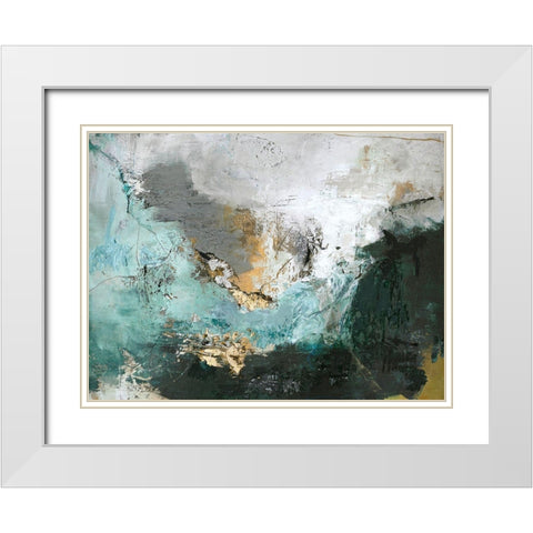 Arctic Green White Modern Wood Framed Art Print with Double Matting by Design Fabrikken