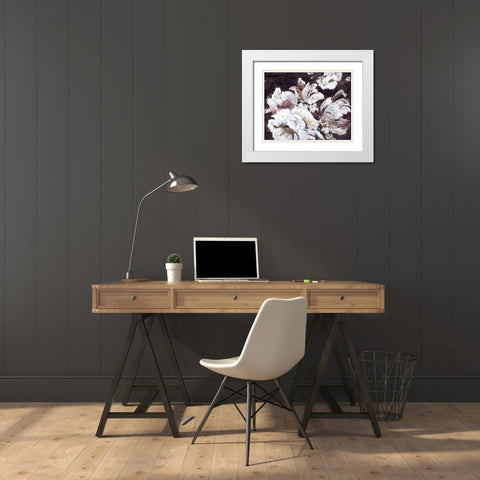 Dark Flower White Modern Wood Framed Art Print with Double Matting by Design Fabrikken