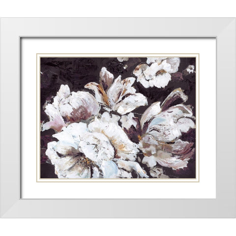 Dark Flower White Modern Wood Framed Art Print with Double Matting by Design Fabrikken