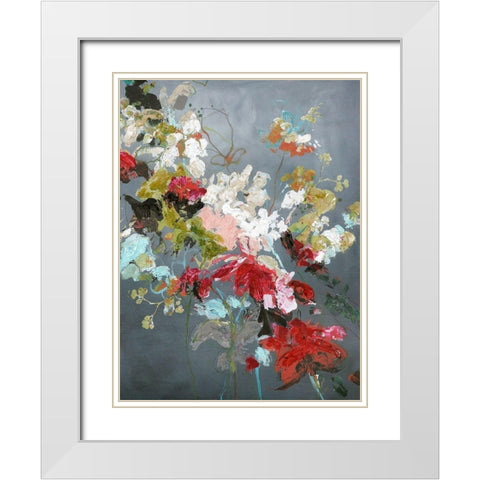 Abstract Floral 2 White Modern Wood Framed Art Print with Double Matting by Design Fabrikken