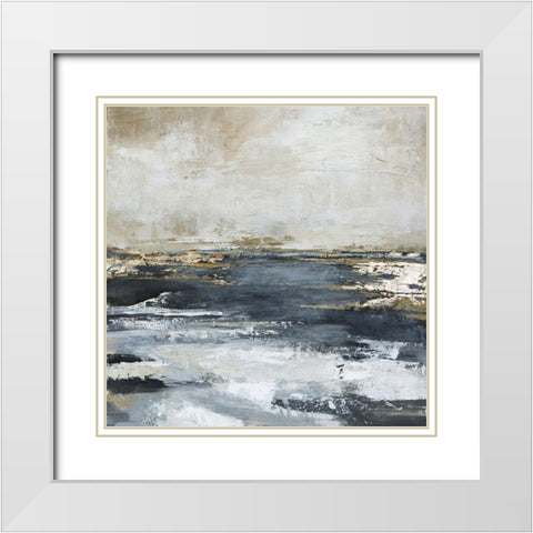 Blue Bay White Modern Wood Framed Art Print with Double Matting by Design Fabrikken