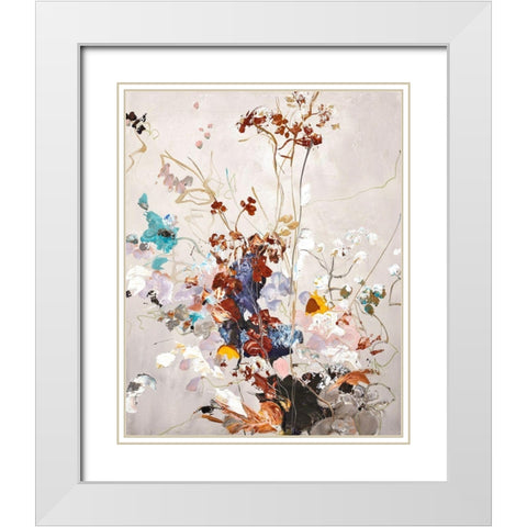Fall Floral White Modern Wood Framed Art Print with Double Matting by Design Fabrikken