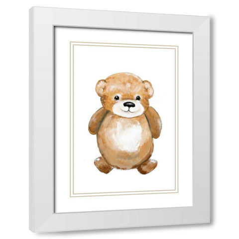 Little Bear White Modern Wood Framed Art Print with Double Matting by Design Fabrikken