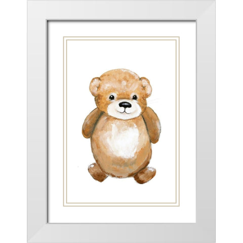 Little Bear White Modern Wood Framed Art Print with Double Matting by Design Fabrikken