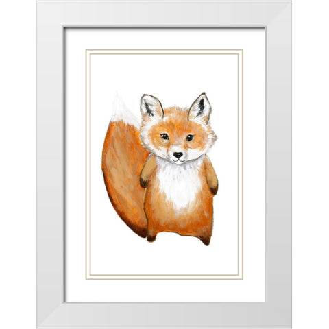Little Fox White Modern Wood Framed Art Print with Double Matting by Design Fabrikken