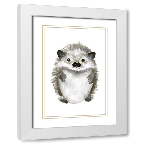 Little Hedgehog White Modern Wood Framed Art Print with Double Matting by Design Fabrikken