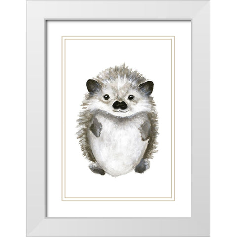 Little Hedgehog White Modern Wood Framed Art Print with Double Matting by Design Fabrikken