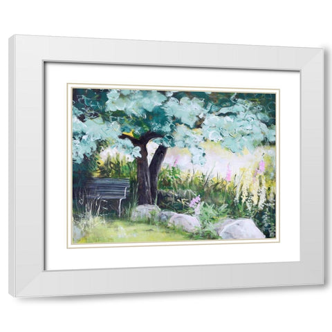 Spring Field White Modern Wood Framed Art Print with Double Matting by Design Fabrikken