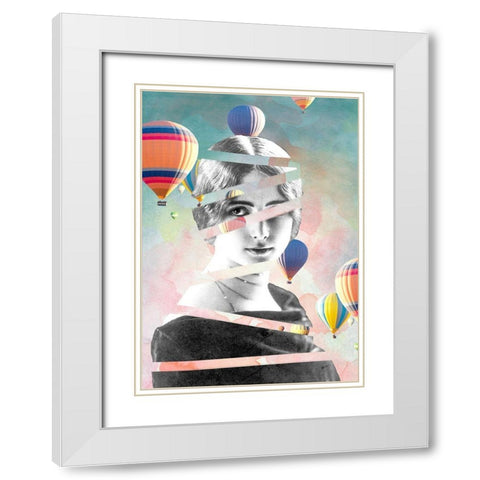 Cleo De Merode Baloons White Modern Wood Framed Art Print with Double Matting by Design Fabrikken