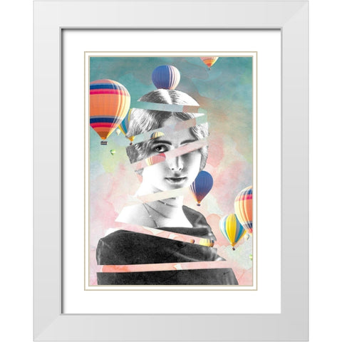 Cleo De Merode Baloons White Modern Wood Framed Art Print with Double Matting by Design Fabrikken