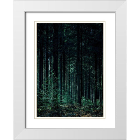 Deep Green White Modern Wood Framed Art Print with Double Matting by Design Fabrikken