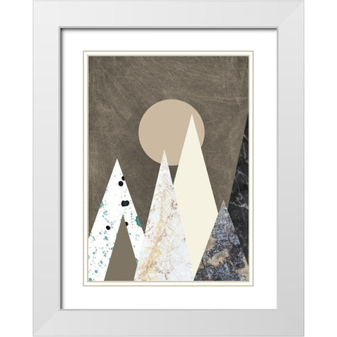 Peaks White Modern Wood Framed Art Print with Double Matting by Design Fabrikken