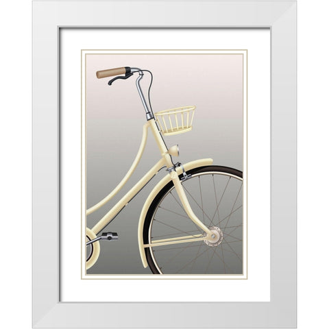 Bicycle White Modern Wood Framed Art Print with Double Matting by Design Fabrikken