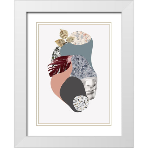 Terazzo Amoebe 2 White Modern Wood Framed Art Print with Double Matting by Design Fabrikken