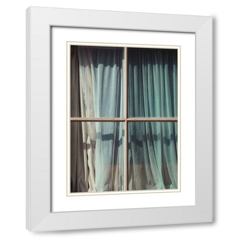 Curtain White Modern Wood Framed Art Print with Double Matting by Design Fabrikken