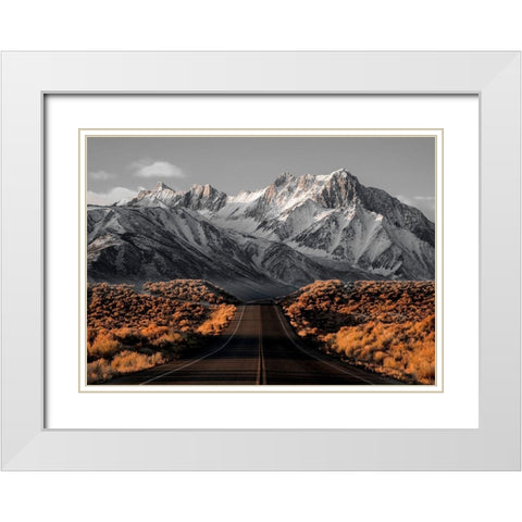 The Road 1 White Modern Wood Framed Art Print with Double Matting by Design Fabrikken
