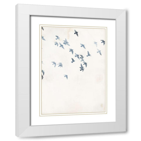 Pigeons Sky White Modern Wood Framed Art Print with Double Matting by Design Fabrikken
