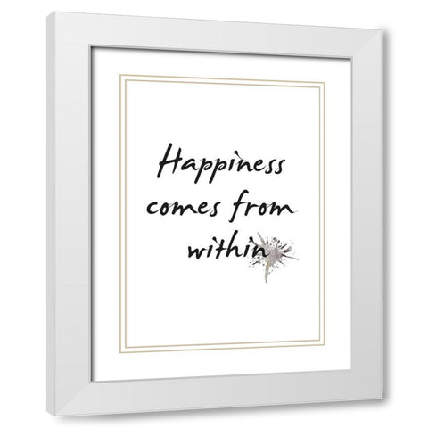 Happiness White Modern Wood Framed Art Print with Double Matting by Design Fabrikken