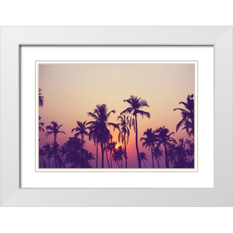 Palm Sky 1 White Modern Wood Framed Art Print with Double Matting by Design Fabrikken