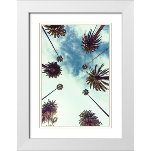 Palm Sky 2 White Modern Wood Framed Art Print with Double Matting by Design Fabrikken