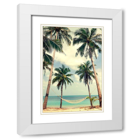 Palm Sky 3 White Modern Wood Framed Art Print with Double Matting by Design Fabrikken