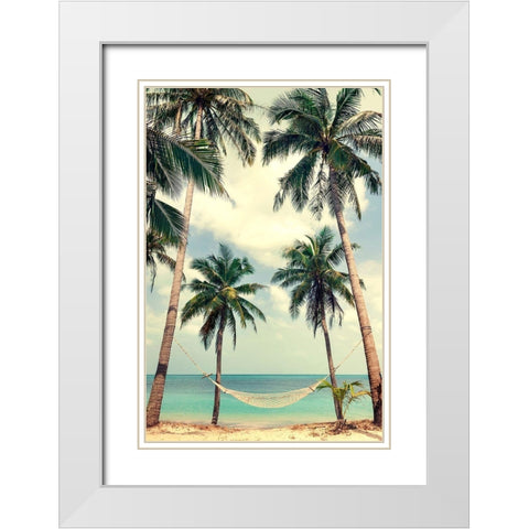 Palm Sky 3 White Modern Wood Framed Art Print with Double Matting by Design Fabrikken