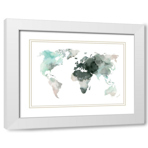 Water World White Modern Wood Framed Art Print with Double Matting by Design Fabrikken