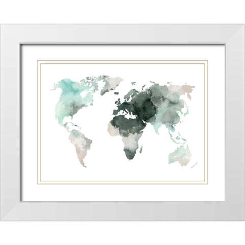 Water World White Modern Wood Framed Art Print with Double Matting by Design Fabrikken