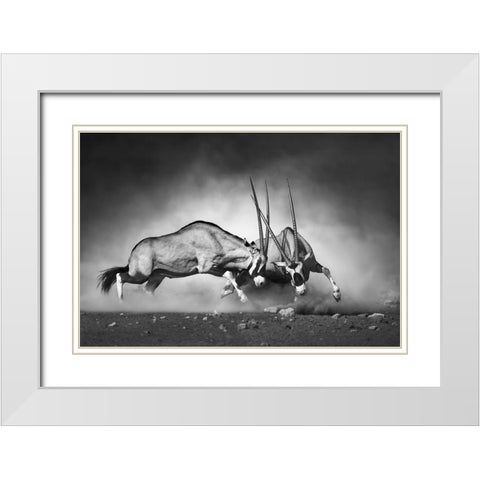 Combat White Modern Wood Framed Art Print with Double Matting by Design Fabrikken