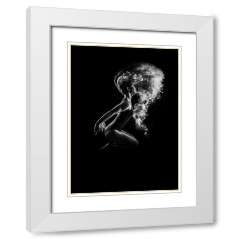 Dusted White Modern Wood Framed Art Print with Double Matting by Design Fabrikken