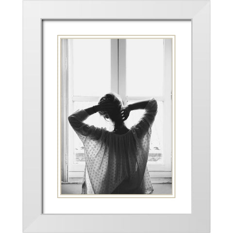Good Morning White Modern Wood Framed Art Print with Double Matting by Design Fabrikken