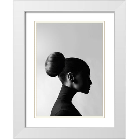 Neck Up White Modern Wood Framed Art Print with Double Matting by Design Fabrikken