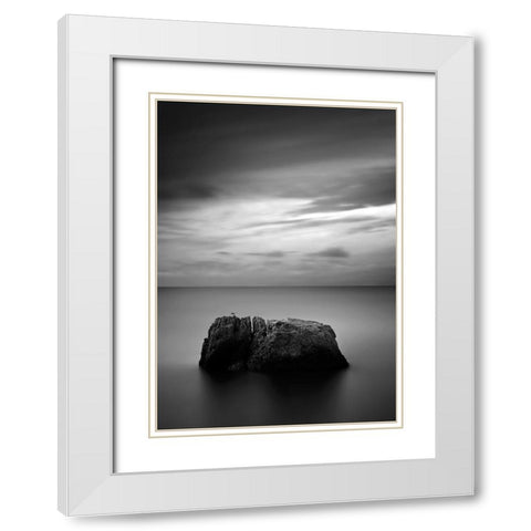 Rock One White Modern Wood Framed Art Print with Double Matting by Design Fabrikken
