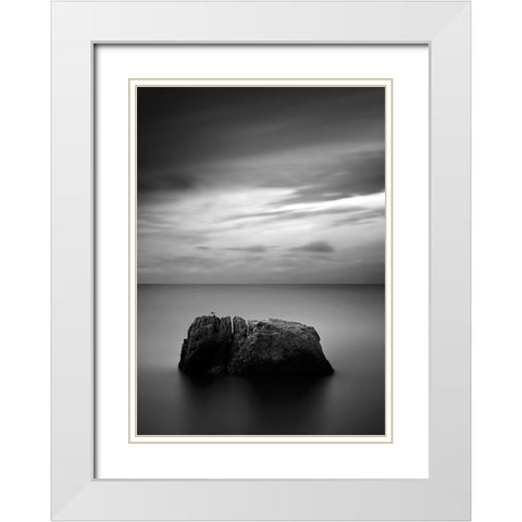 Rock One White Modern Wood Framed Art Print with Double Matting by Design Fabrikken