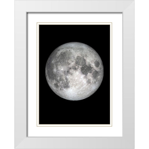 The Moon White Modern Wood Framed Art Print with Double Matting by Design Fabrikken