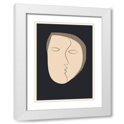 Face It 1 White Modern Wood Framed Art Print with Double Matting by Design Fabrikken
