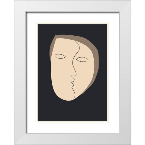 Face It 1 White Modern Wood Framed Art Print with Double Matting by Design Fabrikken