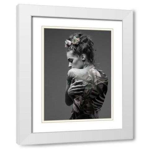 Jungle Fashion 1 White Modern Wood Framed Art Print with Double Matting by Design Fabrikken