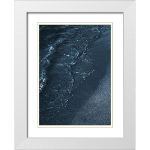 Blue Beach White Modern Wood Framed Art Print with Double Matting by Design Fabrikken
