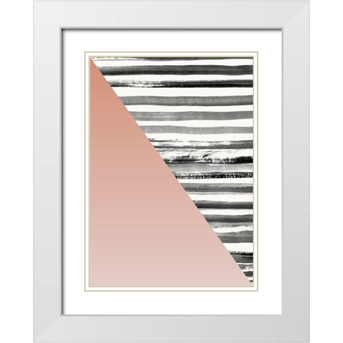 Triangle 1 White Modern Wood Framed Art Print with Double Matting by Design Fabrikken