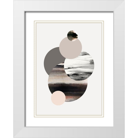 Circles 1 White Modern Wood Framed Art Print with Double Matting by Design Fabrikken