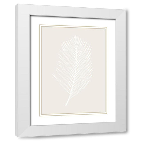 White Leaf White Modern Wood Framed Art Print with Double Matting by Design Fabrikken