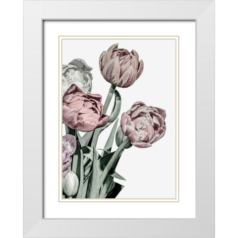 Tulips Bright White Modern Wood Framed Art Print with Double Matting by Design Fabrikken