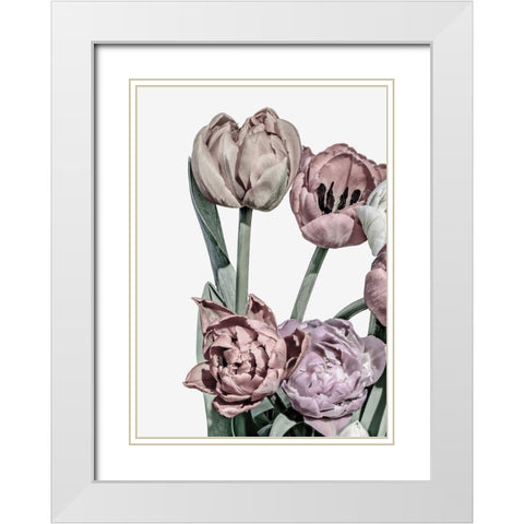 Tulips Bright 2 White Modern Wood Framed Art Print with Double Matting by Design Fabrikken