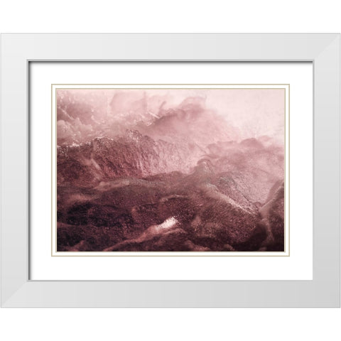 Pink Motion White Modern Wood Framed Art Print with Double Matting by Design Fabrikken