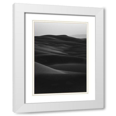 Black Dunes White Modern Wood Framed Art Print with Double Matting by Design Fabrikken