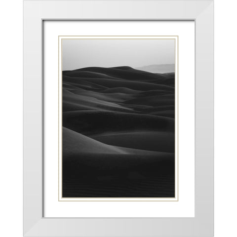 Black Dunes White Modern Wood Framed Art Print with Double Matting by Design Fabrikken