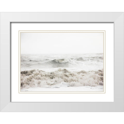 Breaking Waves White Modern Wood Framed Art Print with Double Matting by Design Fabrikken